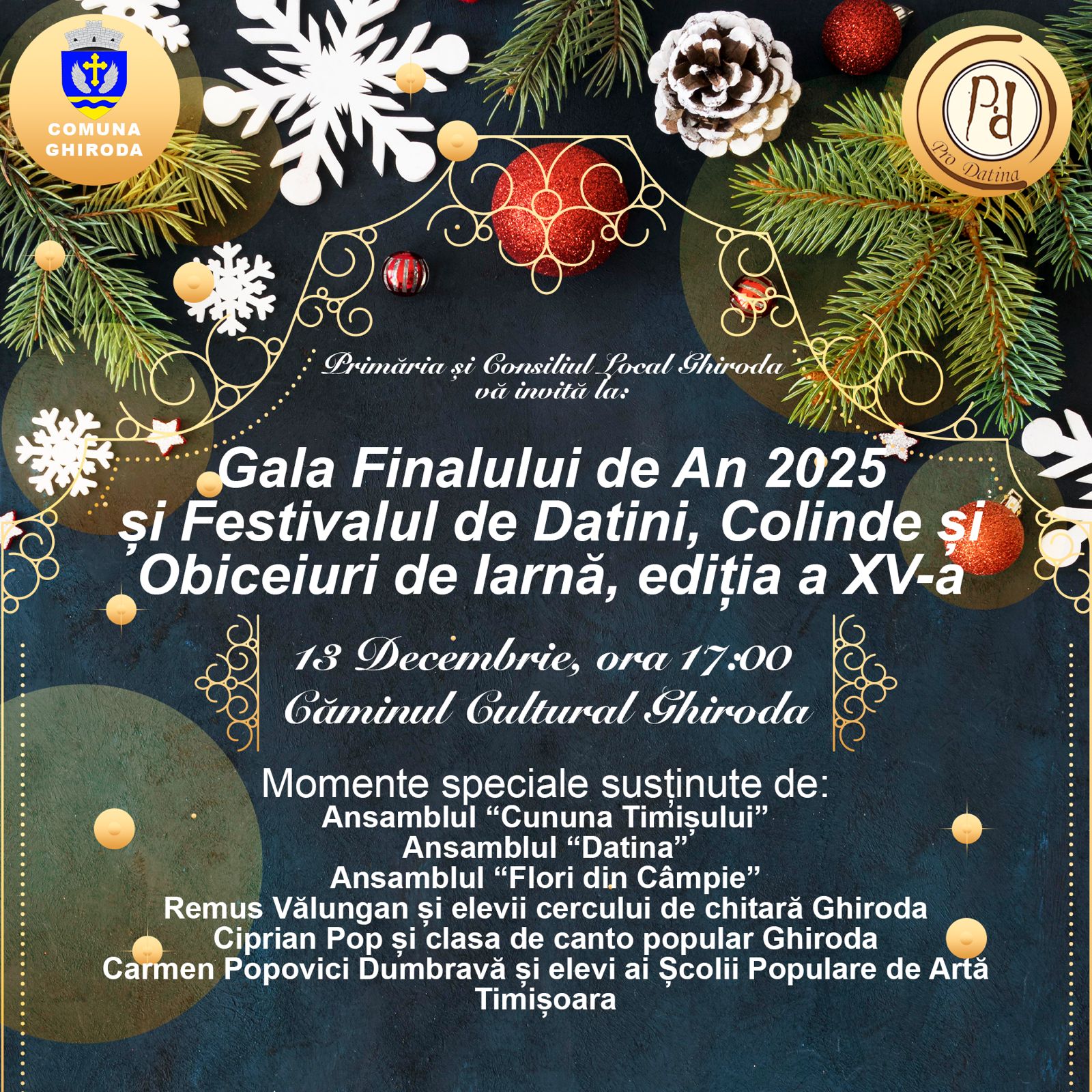 Gala Finalului de An 2025 și Festivalul de Datini, Colinde și Obiceiuri de Iarnă